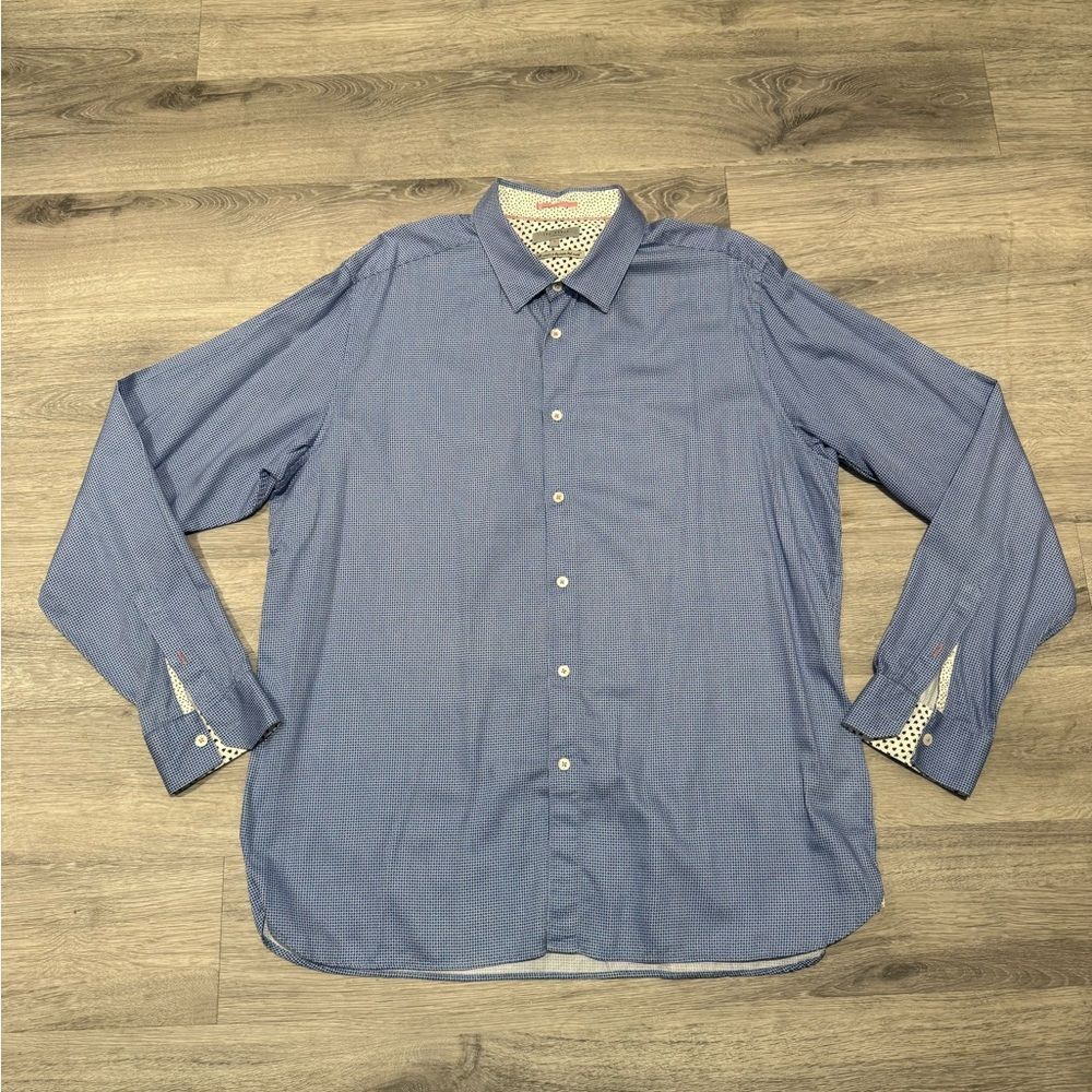 Ted Baker Men's Blue Patterned Button Down Shirt